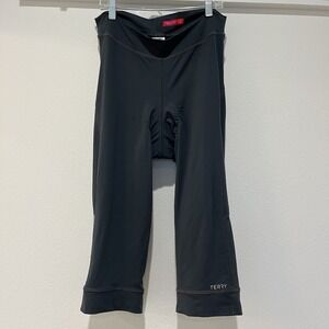 Womens Terry Bicycling bike capris, size XL Grey Stretchy No Pockets Padded Butt